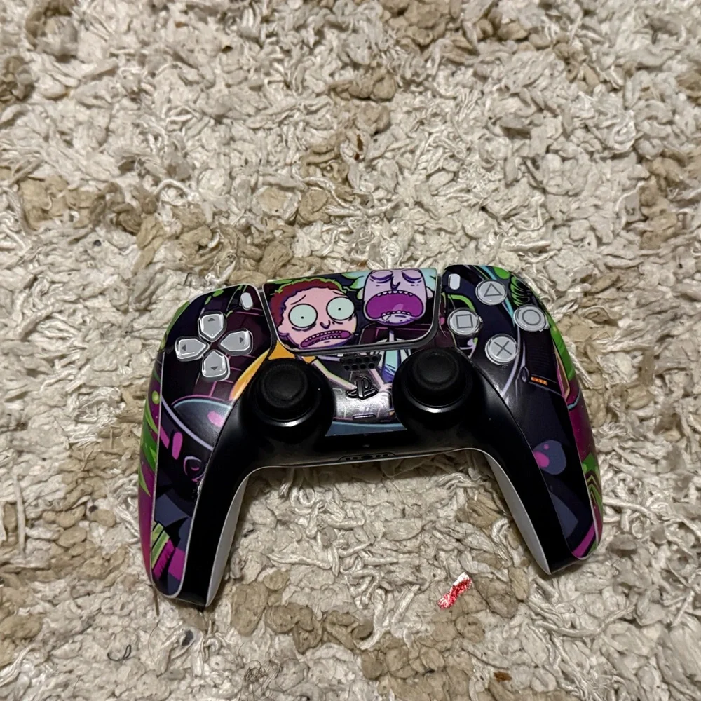 Custom Rick and Morty Sony PlayStation 5 console with compatible ps4 controller.